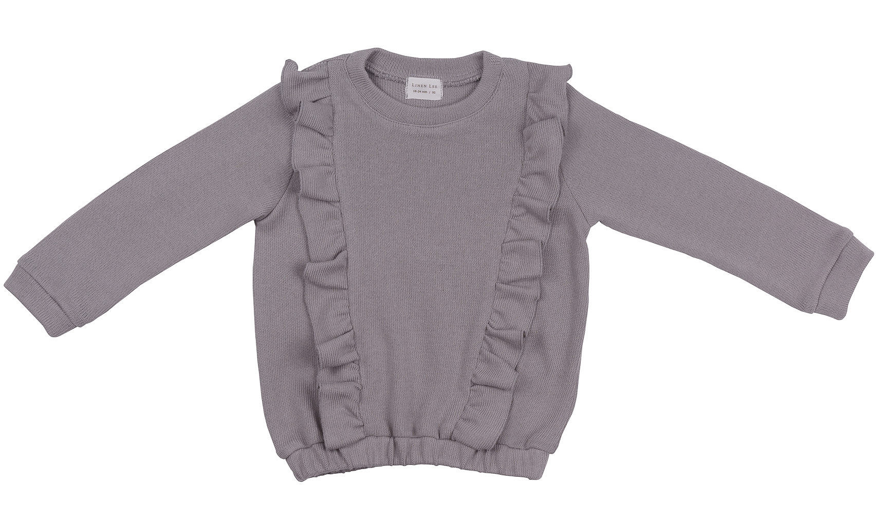 Baumwolle Bluse mit Rüsche - Grau