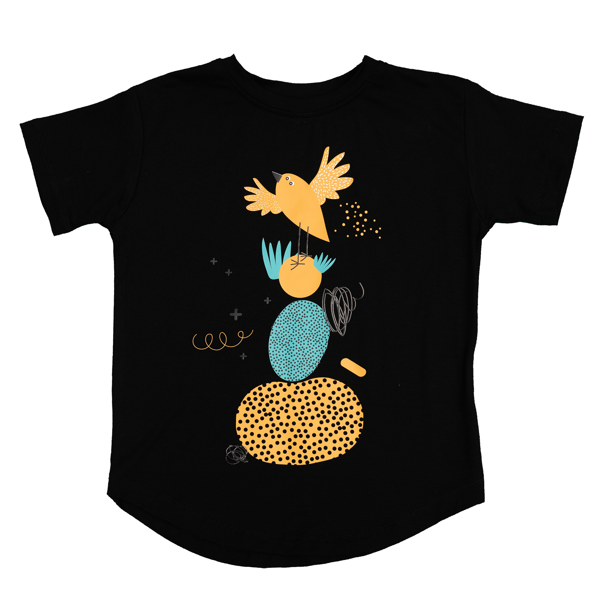 T-Shirt Schwarze Funky Vogel
