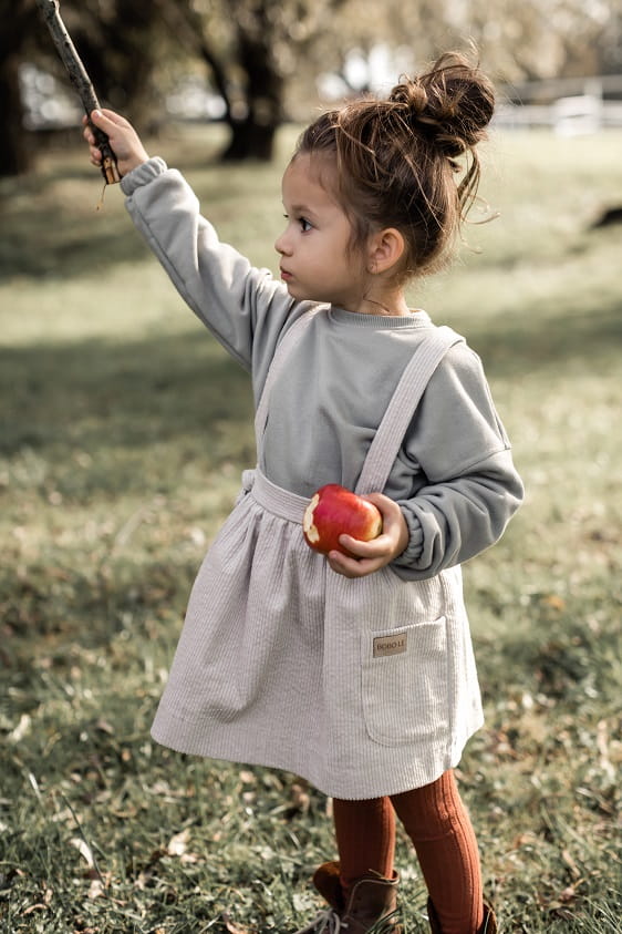 Kordrock mit Hosenträgern - Helles Beige