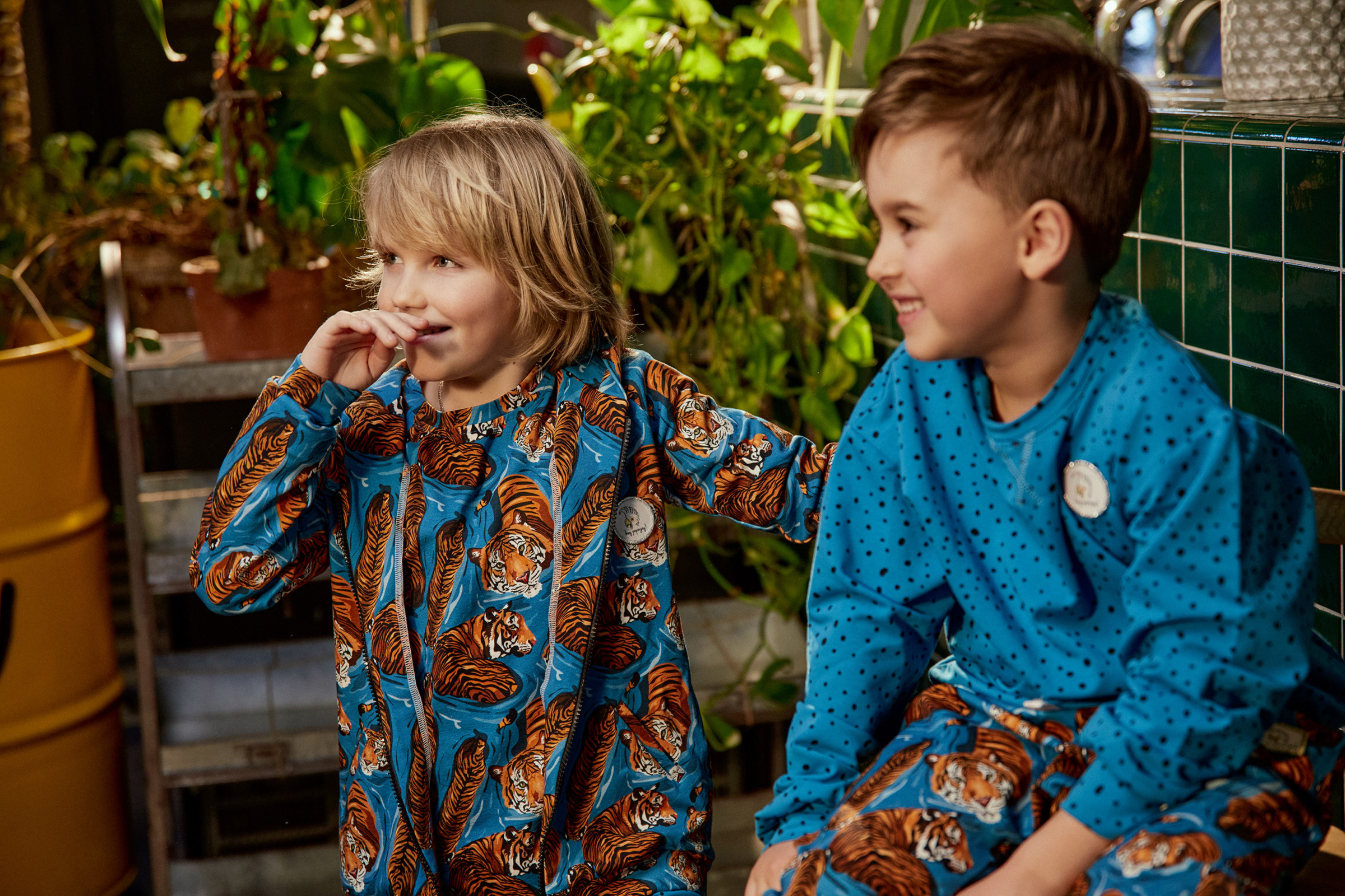 Langarmshirt Blue Tiger