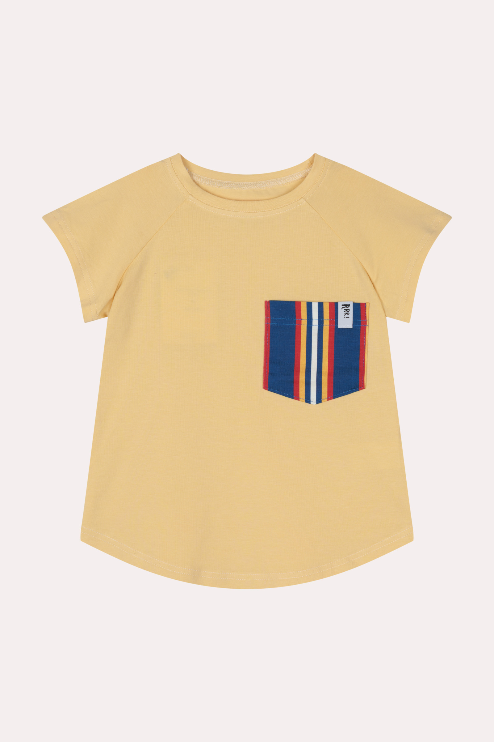 Gelb T-Shirt mit gestreifter Tasche