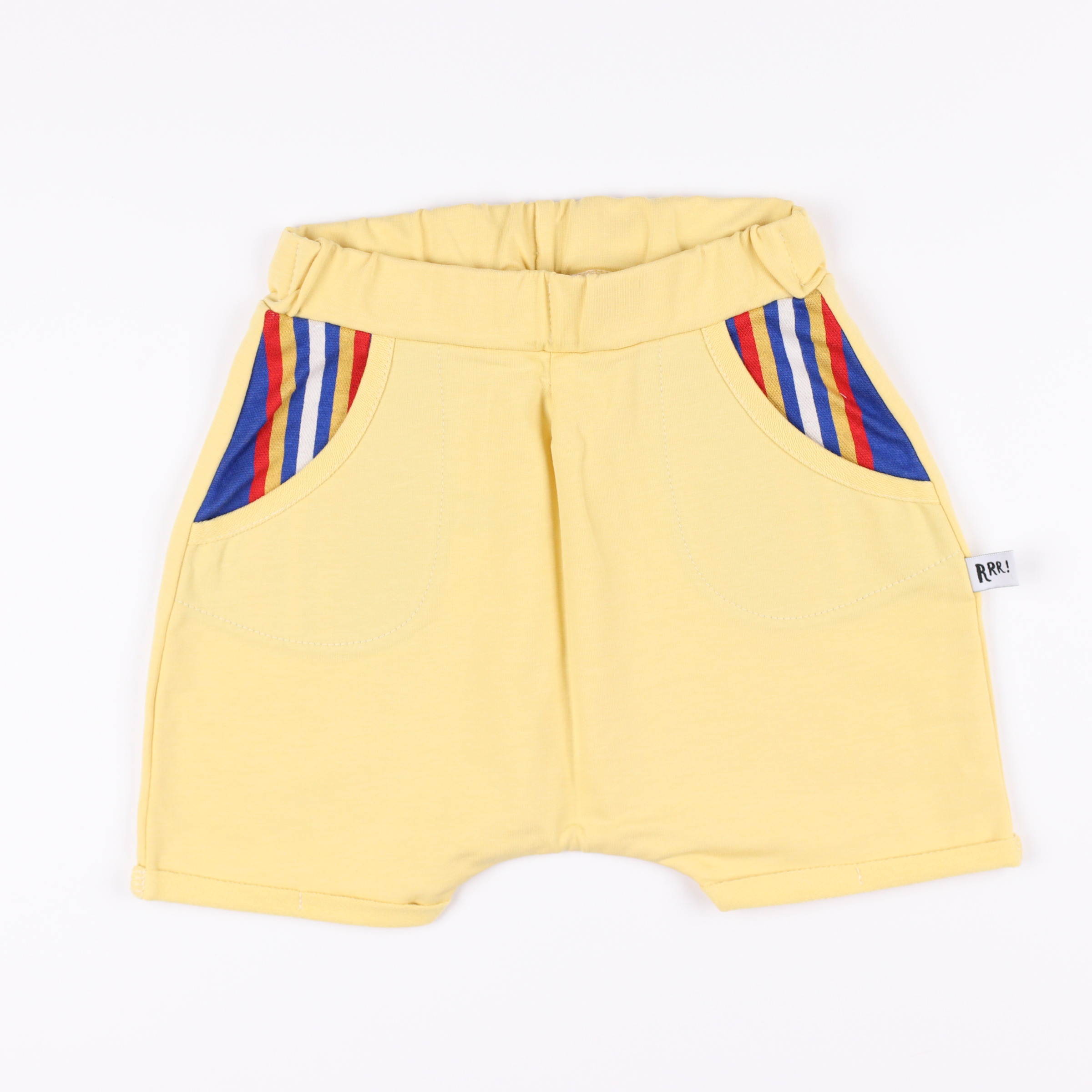 Gelb Shorts mit gestreifter Tasche