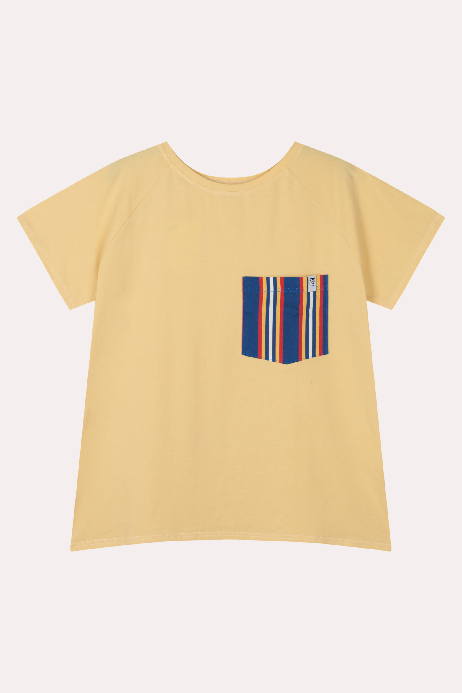 Gelbes T-Shirt mit gestreifter Tasche für Erwachsene