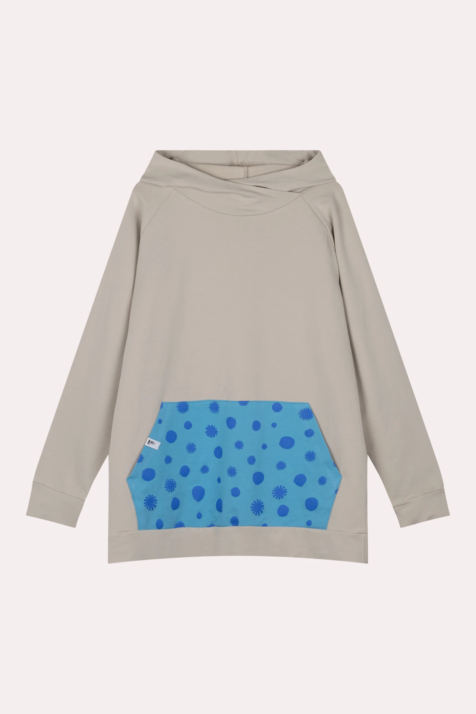 Beiger Hoodie mit gepunkteter Kängurutasche für Erwachsene