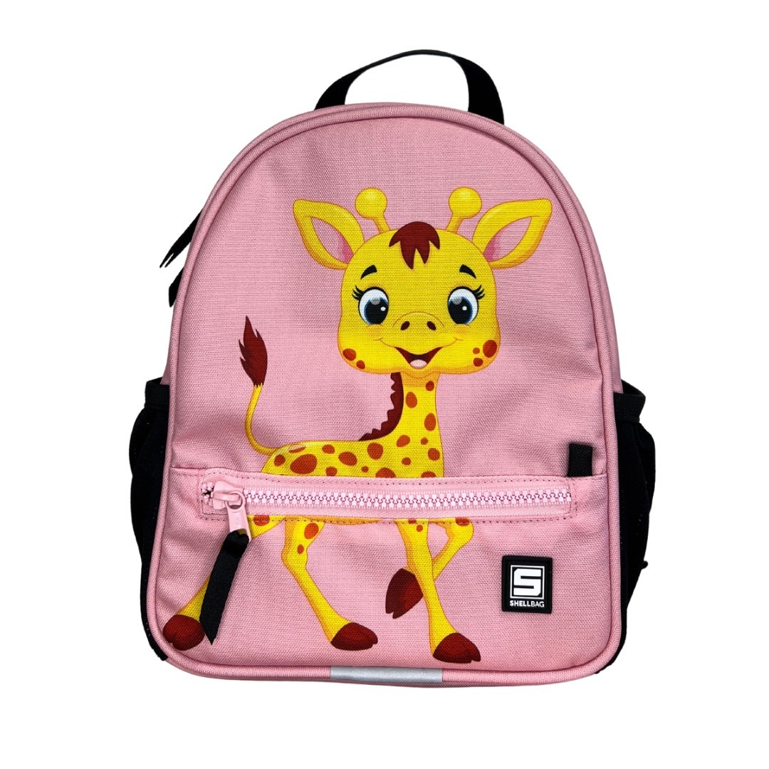 Rosafarbener Giraffen-Vorschulrucksack