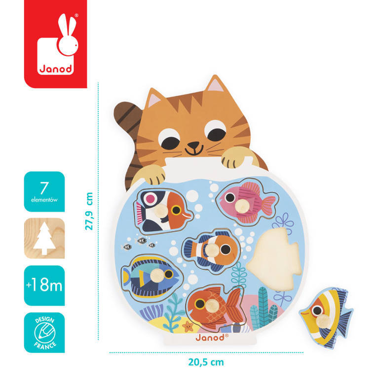 Janod - Holzpuzzle Aquarium 6 Elemente, 18 m +