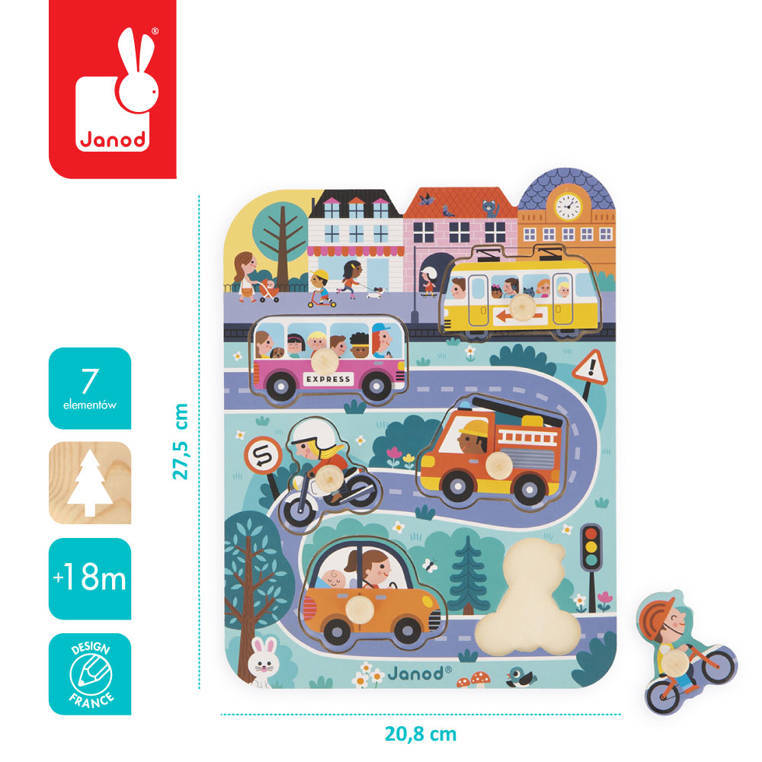 Janod - Holzpuzzles In der Stadt 6 Elemente, 18 m +