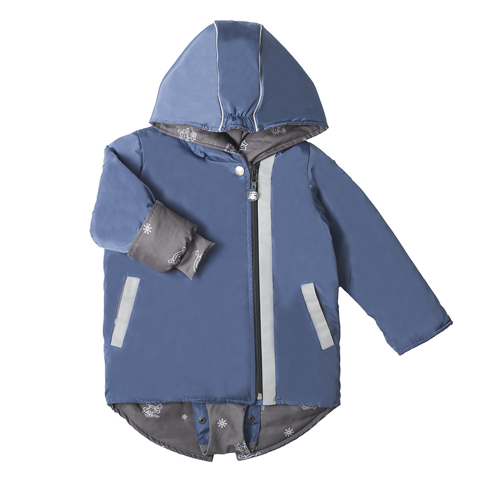 Kinder-Winterjacke mit abnehmbarem Patent, Safran/Blau